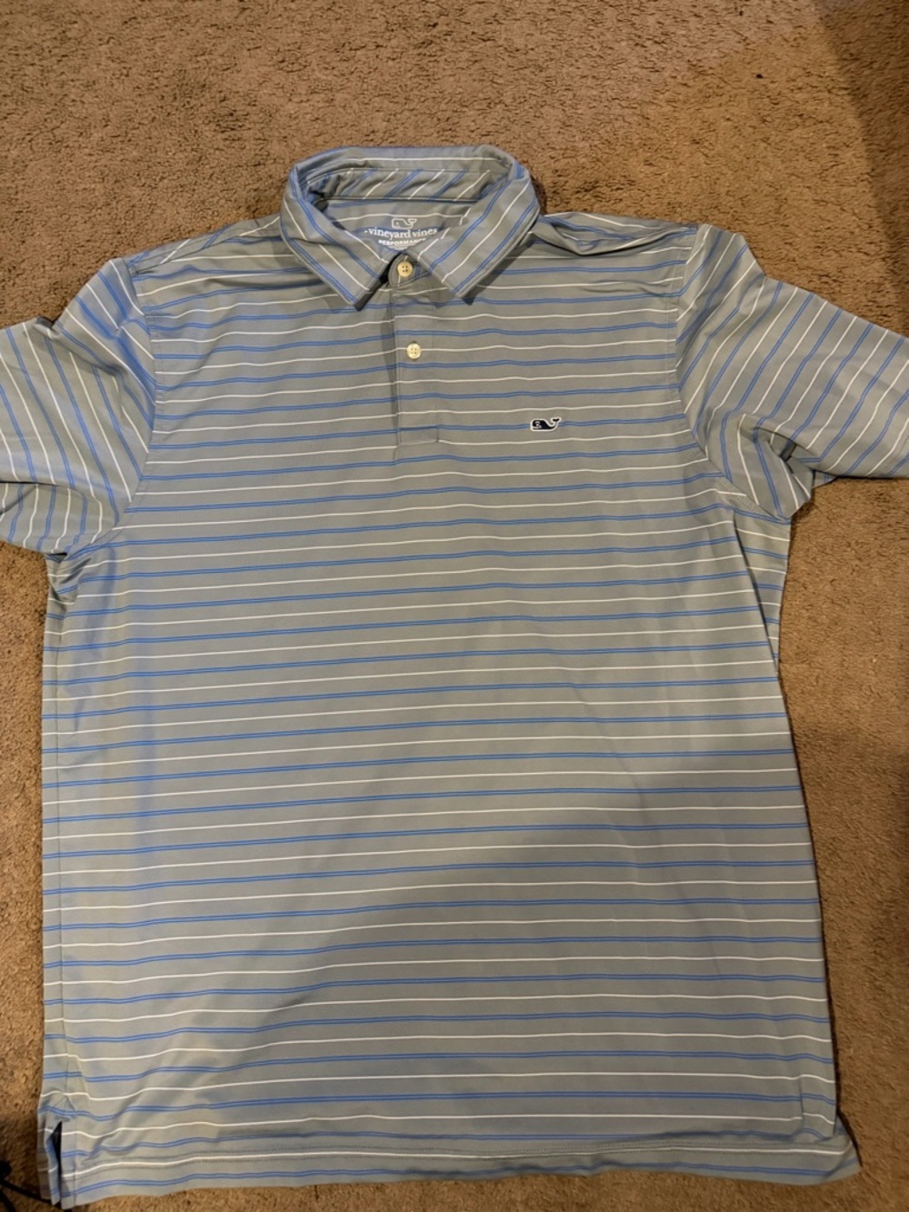 Vineyard Vines performance Blue and White Striped Men's Polo